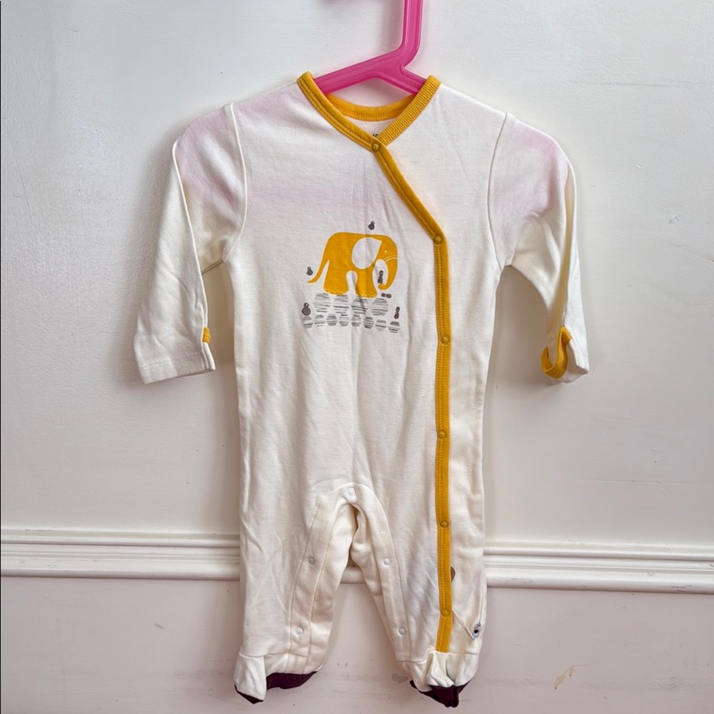 Cream and Yellow Kids One Piece‎ with Elephant Design